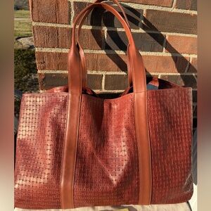 Parker Thatch, NWT, Cognac Basketweave tote. No longer available on PT website.
